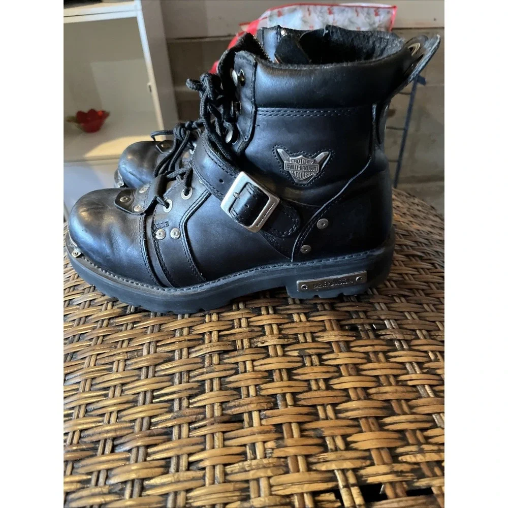 Vintage Harley Davidson Boots Men's‎  Brake Buckle Black Motorcycle Steel Toe 12